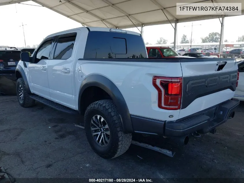 1FTFW1RG7KFA74384 2019 Ford F-150 Raptor