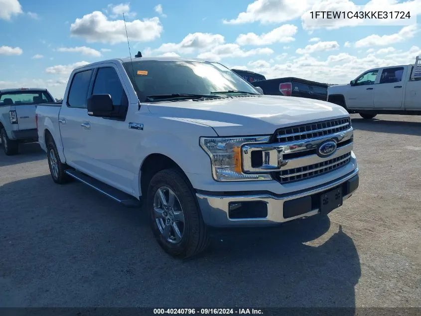 2019 Ford F-150 Supercrew VIN: 1FTEW1C43KKE31724 Lot: 40240796