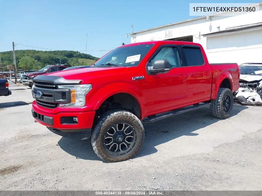 1FTEW1E4XKFD51360 2019 Ford F-150 Xlt