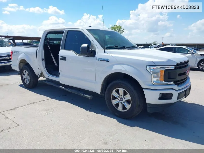 2019 Ford F-150 Xl VIN: 1FTEW1CB6KKD03833 Lot: 40244326