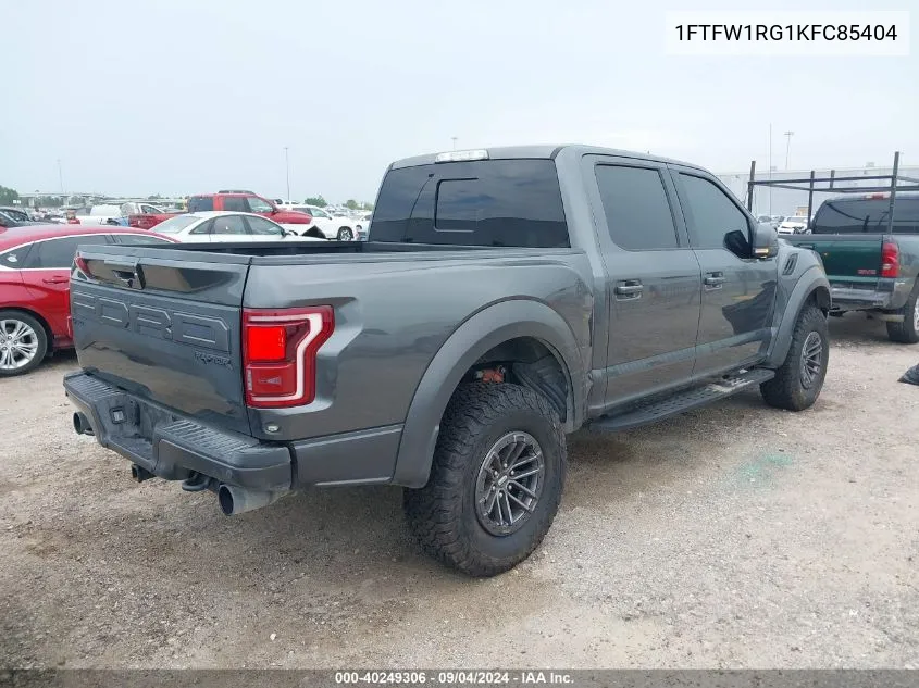 2019 Ford F150 Raptor VIN: 1FTFW1RG1KFC85404 Lot: 40249306