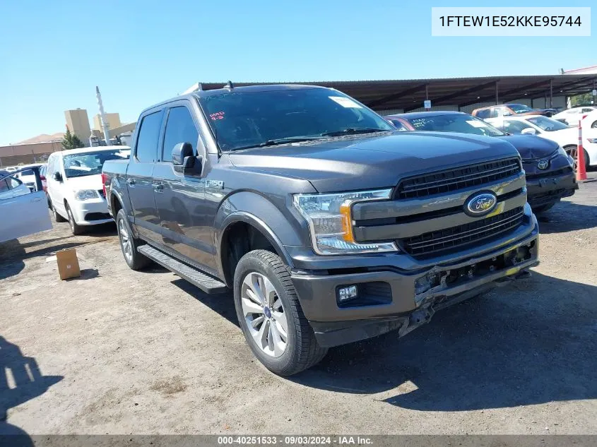 2019 Ford F-150 Lariat VIN: 1FTEW1E52KKE95744 Lot: 40251533