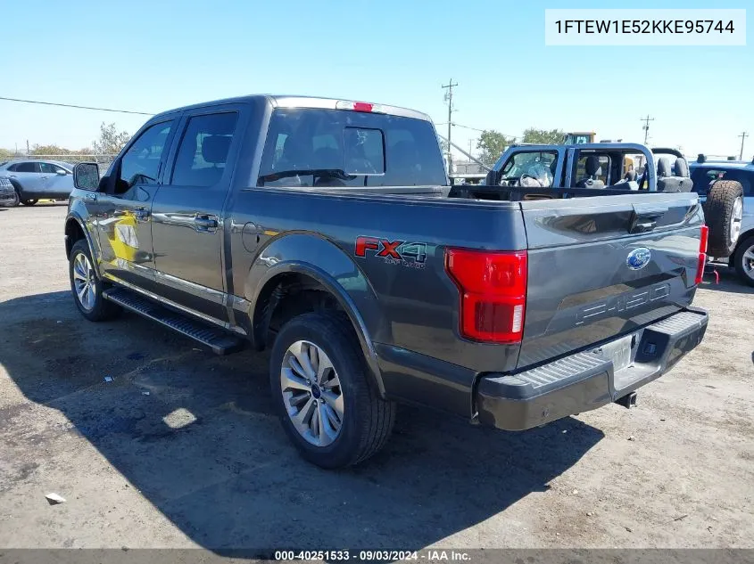 2019 Ford F-150 Lariat VIN: 1FTEW1E52KKE95744 Lot: 40251533