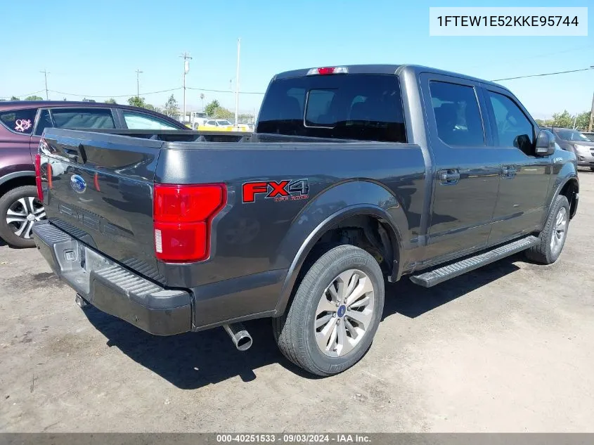 2019 Ford F-150 Lariat VIN: 1FTEW1E52KKE95744 Lot: 40251533