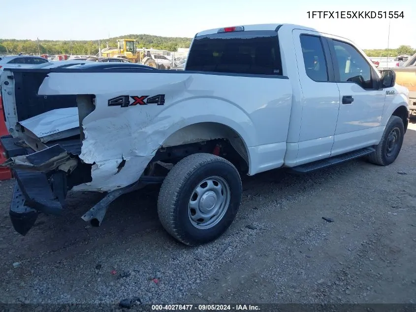 2019 Ford F-150 Xl VIN: 1FTFX1E5XKKD51554 Lot: 40278477