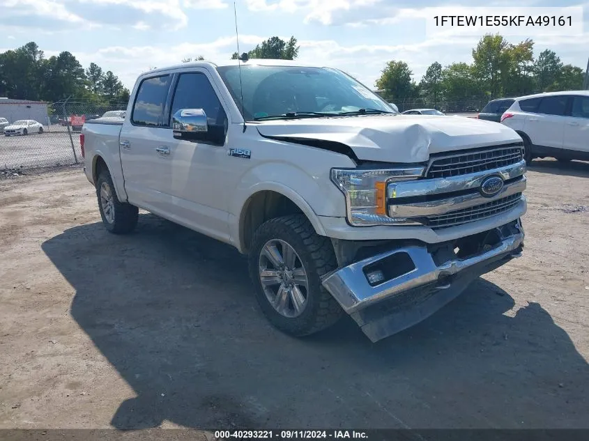 2019 Ford F-150 Lariat VIN: 1FTEW1E55KFA49161 Lot: 40293221