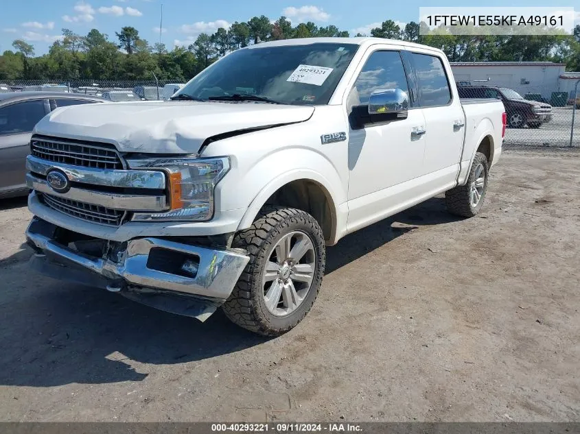 2019 Ford F-150 Lariat VIN: 1FTEW1E55KFA49161 Lot: 40293221