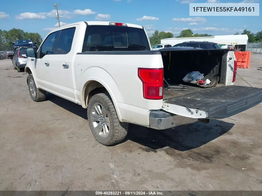 2019 Ford F-150 Lariat VIN: 1FTEW1E55KFA49161 Lot: 40293221