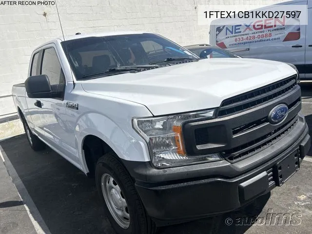 1FTEX1CB1KKD27597 2019 Ford F150 Super Cab