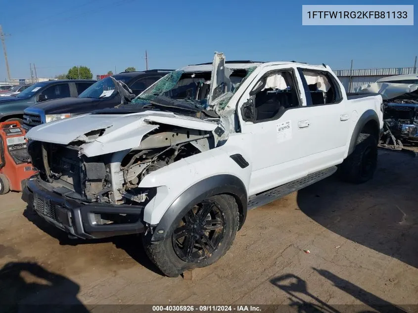 2019 Ford F150 Raptor VIN: 1FTFW1RG2KFB81133 Lot: 40305926