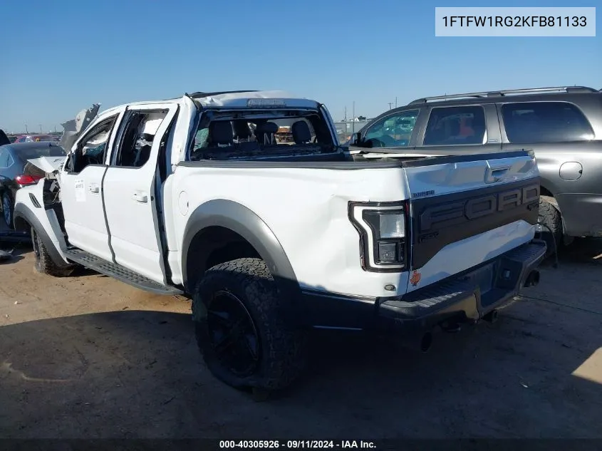 1FTFW1RG2KFB81133 2019 Ford F150 Raptor