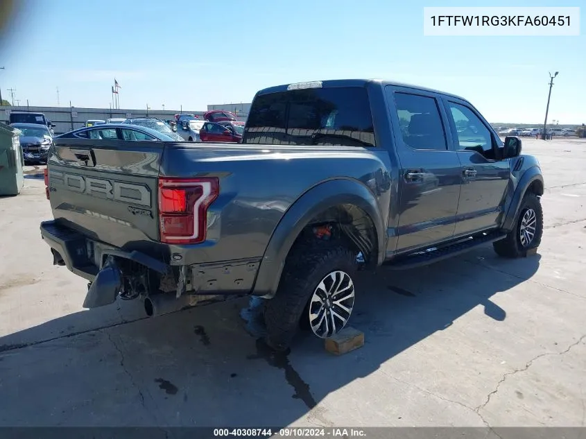 2019 Ford F-150 Raptor VIN: 1FTFW1RG3KFA60451 Lot: 40308744