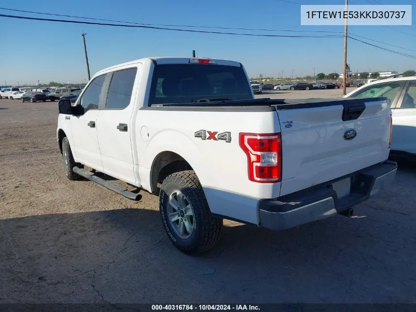 2019 Ford F150 Supercrew VIN: 1FTEW1E53KKD30737 Lot: 40316784