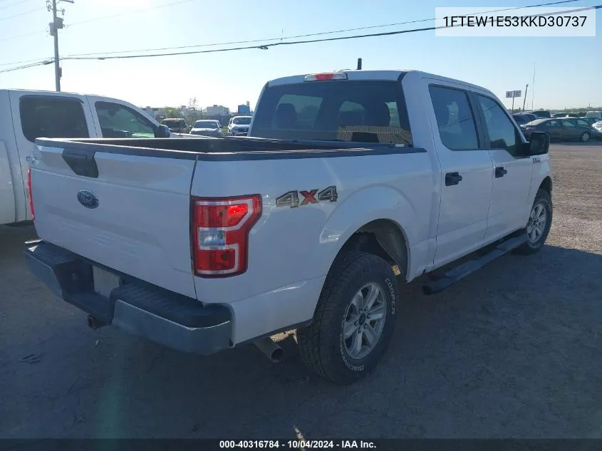 2019 Ford F150 Supercrew VIN: 1FTEW1E53KKD30737 Lot: 40316784