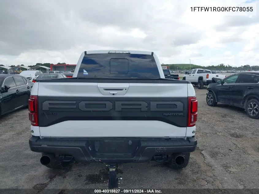 2019 Ford F-150 Raptor VIN: 1FTFW1RG0KFC78055 Lot: 40318827