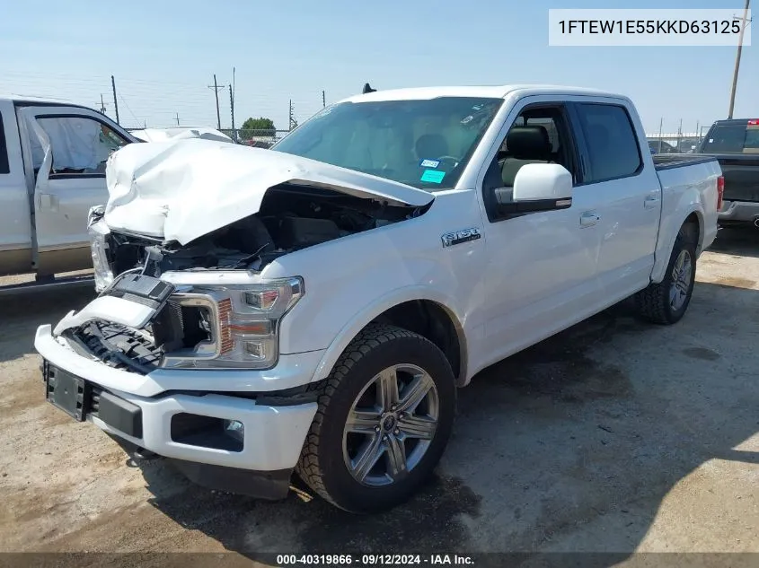 2019 Ford F150 Supercrew VIN: 1FTEW1E55KKD63125 Lot: 40319866