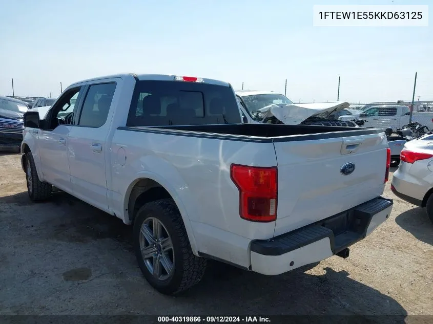 2019 Ford F150 Supercrew VIN: 1FTEW1E55KKD63125 Lot: 40319866