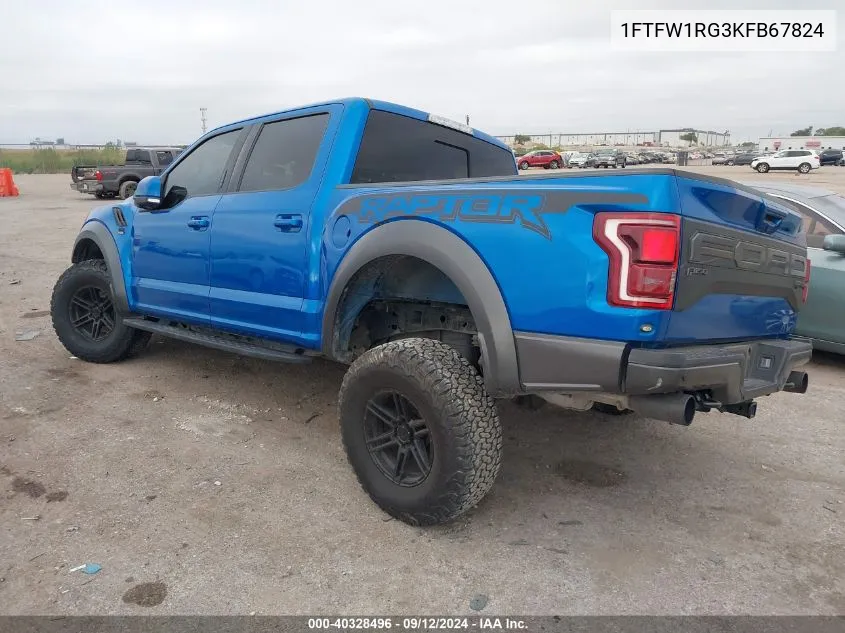 2019 Ford F-150 Raptor VIN: 1FTFW1RG3KFB67824 Lot: 40328496