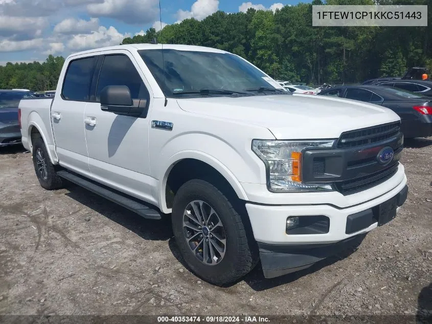 2019 Ford F-150 Xlt VIN: 1FTEW1CP1KKC51443 Lot: 40353474