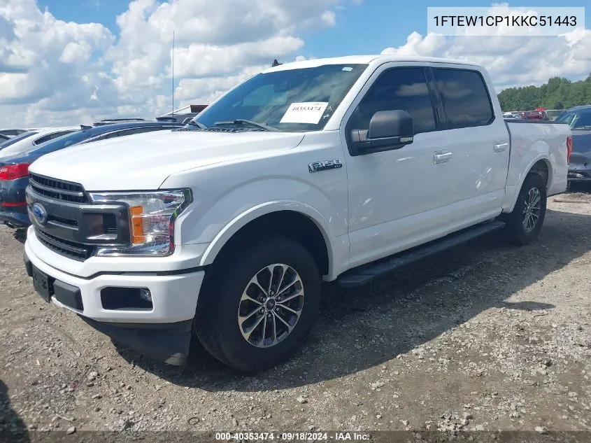 2019 Ford F-150 Xlt VIN: 1FTEW1CP1KKC51443 Lot: 40353474