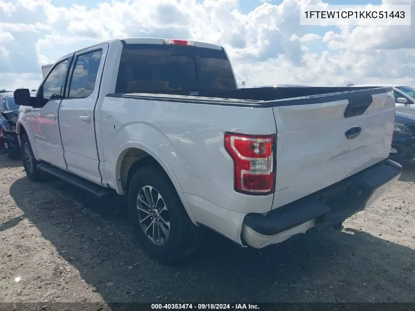 2019 Ford F-150 Xlt VIN: 1FTEW1CP1KKC51443 Lot: 40353474