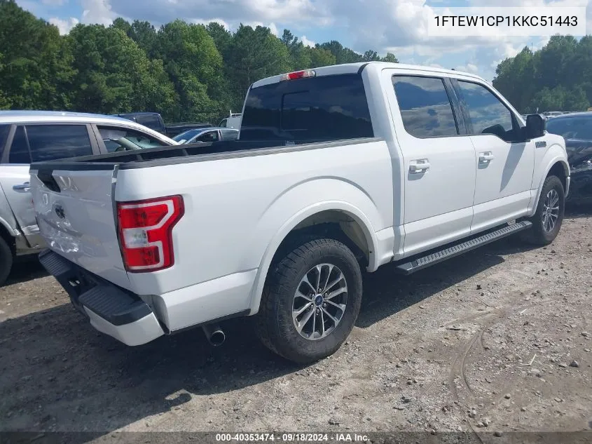 2019 Ford F-150 Xlt VIN: 1FTEW1CP1KKC51443 Lot: 40353474