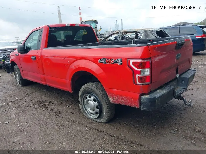 2019 Ford F-150 Xl VIN: 1FTMF1EB0KKC58817 Lot: 40355349