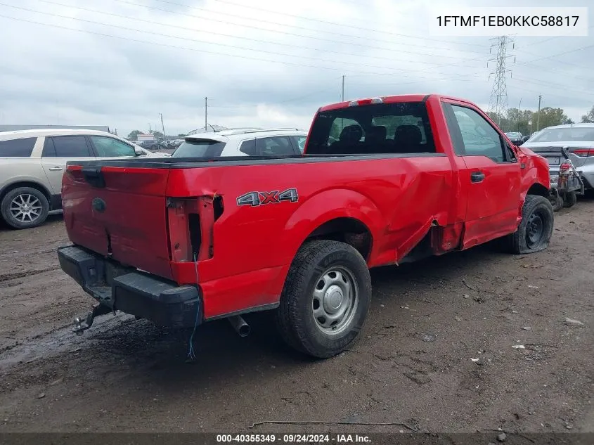 2019 Ford F-150 Xl VIN: 1FTMF1EB0KKC58817 Lot: 40355349