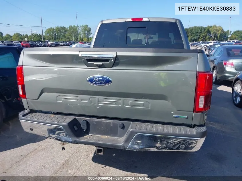 2019 Ford F-150 Lariat VIN: 1FTEW1E40KKE30883 Lot: 40366024