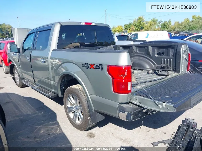 2019 Ford F-150 Lariat VIN: 1FTEW1E40KKE30883 Lot: 40366024