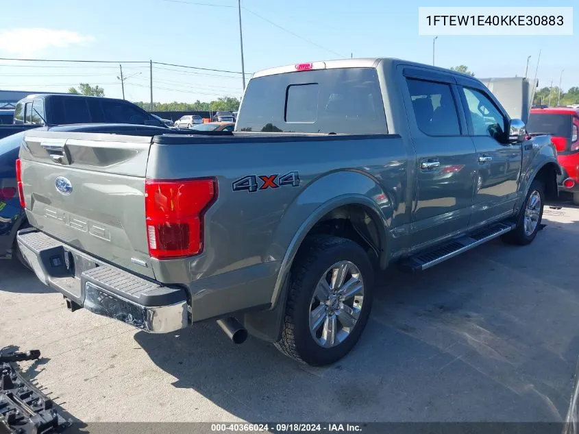 2019 Ford F-150 Lariat VIN: 1FTEW1E40KKE30883 Lot: 40366024