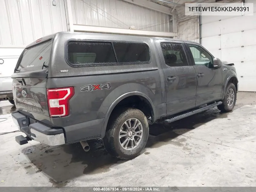 2019 Ford F-150 Lariat VIN: 1FTEW1E50KKD49391 Lot: 40367934