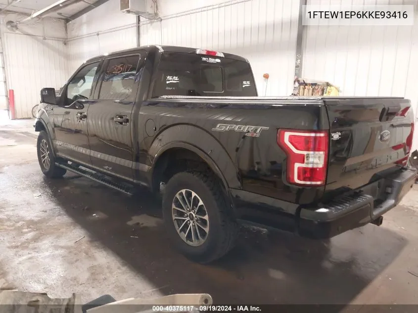 2019 Ford F-150 Xlt VIN: 1FTEW1EP6KKE93416 Lot: 40375117