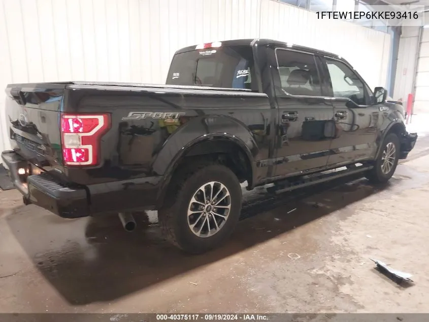 2019 Ford F-150 Xlt VIN: 1FTEW1EP6KKE93416 Lot: 40375117