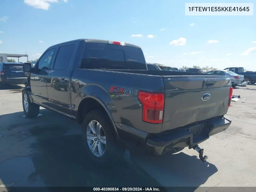 2019 Ford F-150 Xlt VIN: 1FTEW1E55KKE41645 Lot: 40390834