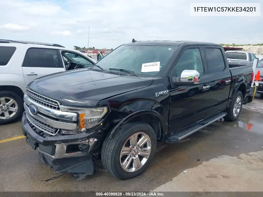 2019 Ford F-150 Lariat VIN: 1FTEW1C57KKE34201 Lot: 40399828