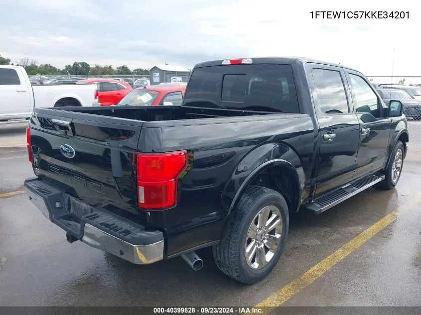 2019 Ford F-150 Lariat VIN: 1FTEW1C57KKE34201 Lot: 40399828