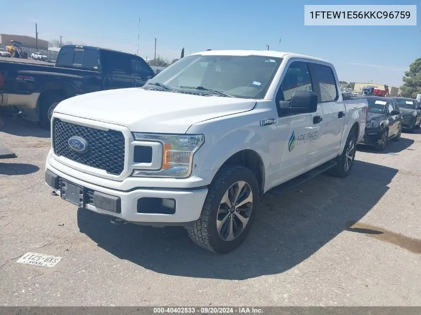 2019 Ford F-150 Xl VIN: 1FTEW1E56KKC96759 Lot: 40402533