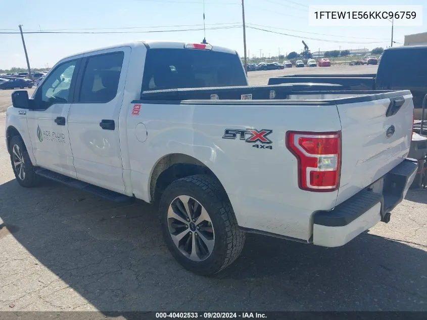 2019 Ford F-150 Xl VIN: 1FTEW1E56KKC96759 Lot: 40402533