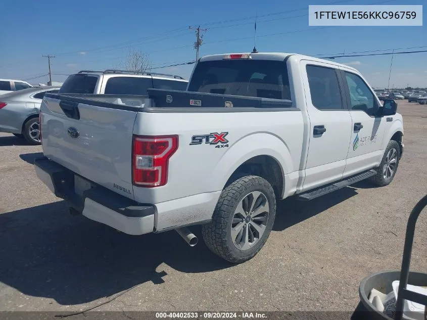 2019 Ford F-150 Xl VIN: 1FTEW1E56KKC96759 Lot: 40402533