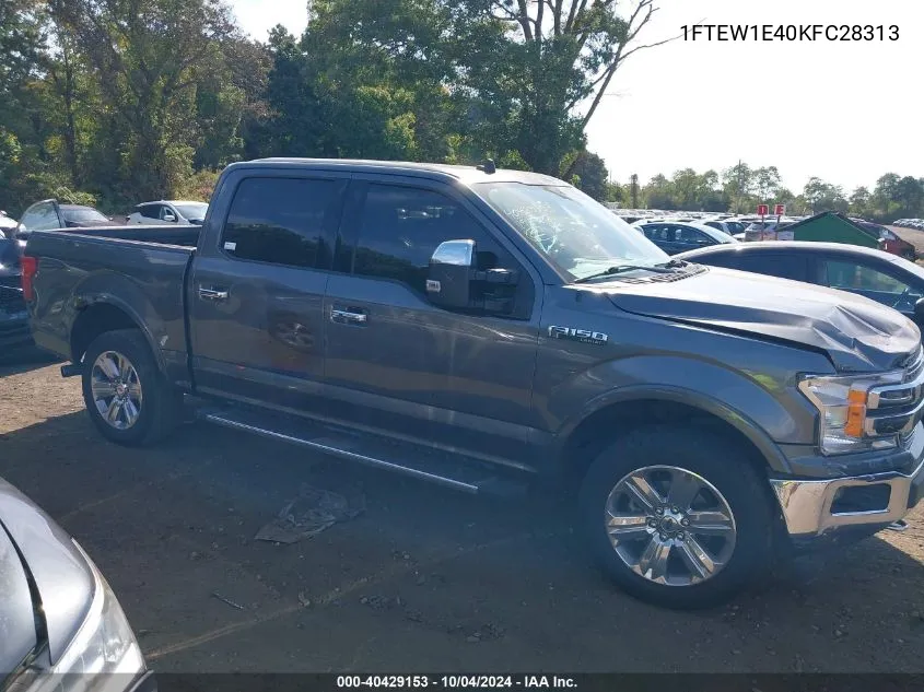 2019 Ford F-150 Lariat VIN: 1FTEW1E40KFC28313 Lot: 40429153