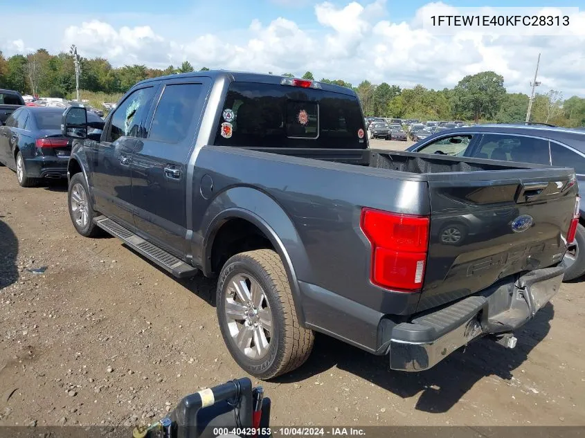 2019 Ford F-150 Lariat VIN: 1FTEW1E40KFC28313 Lot: 40429153