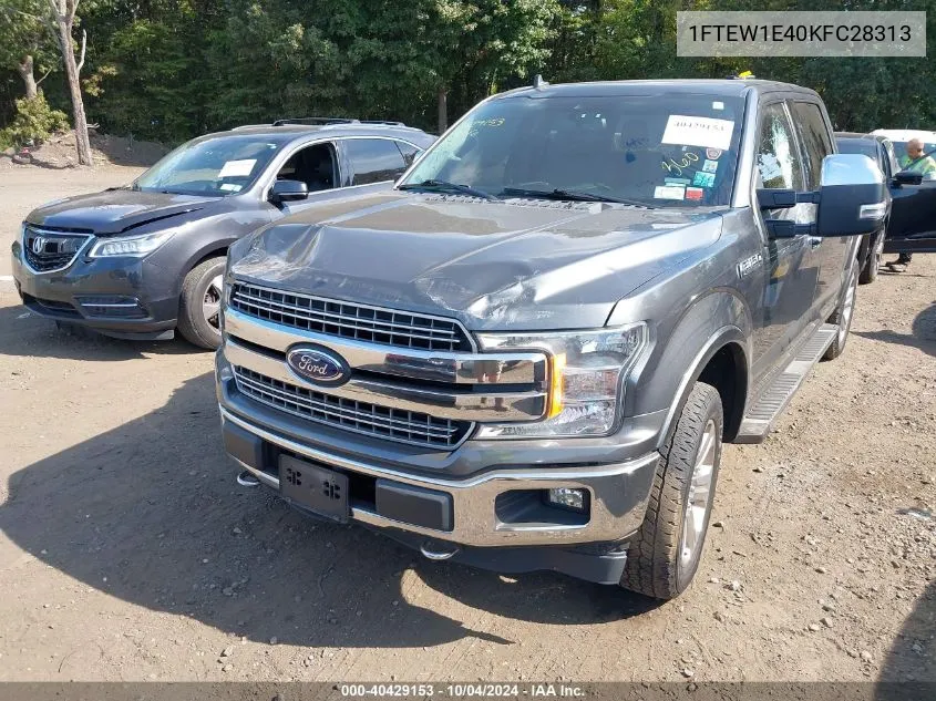 2019 Ford F-150 Lariat VIN: 1FTEW1E40KFC28313 Lot: 40429153