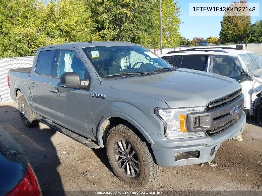 2019 Ford F-150 Xlt VIN: 1FTEW1E43KKD27148 Lot: 40429772