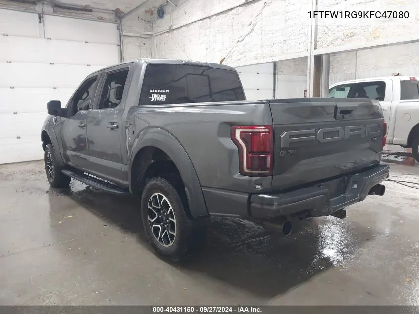 2019 Ford F-150 Raptor VIN: 1FTFW1RG9KFC47080 Lot: 40431150