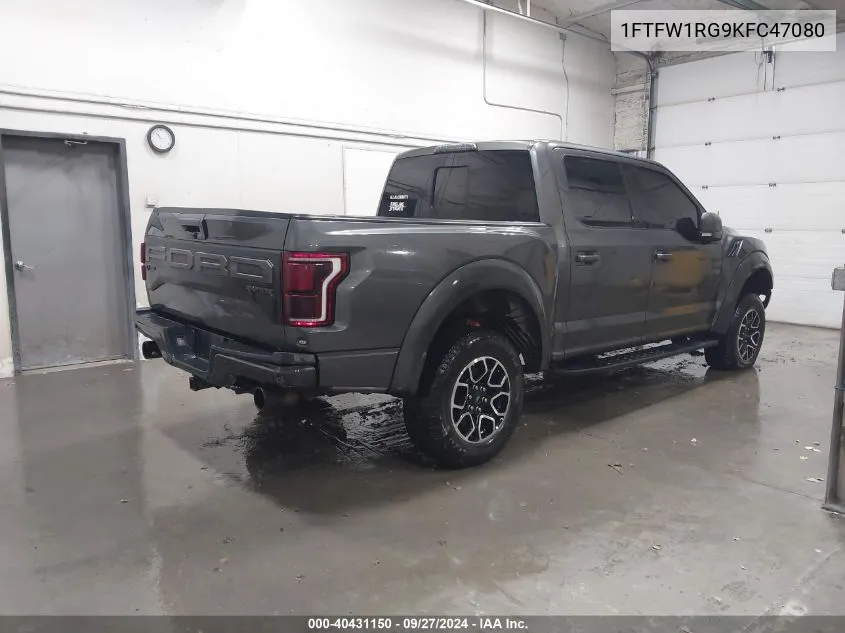 2019 Ford F-150 Raptor VIN: 1FTFW1RG9KFC47080 Lot: 40431150