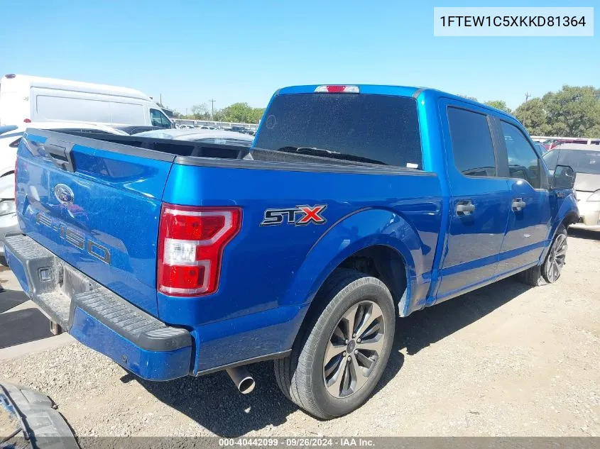 2019 Ford F150 Supercrew VIN: 1FTEW1C5XKKD81364 Lot: 40442099