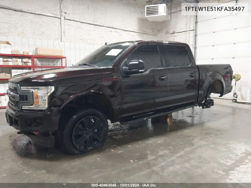 2019 Ford F150 Supercrew VIN: 1FTEW1E51KFA35497 Lot: 40463646