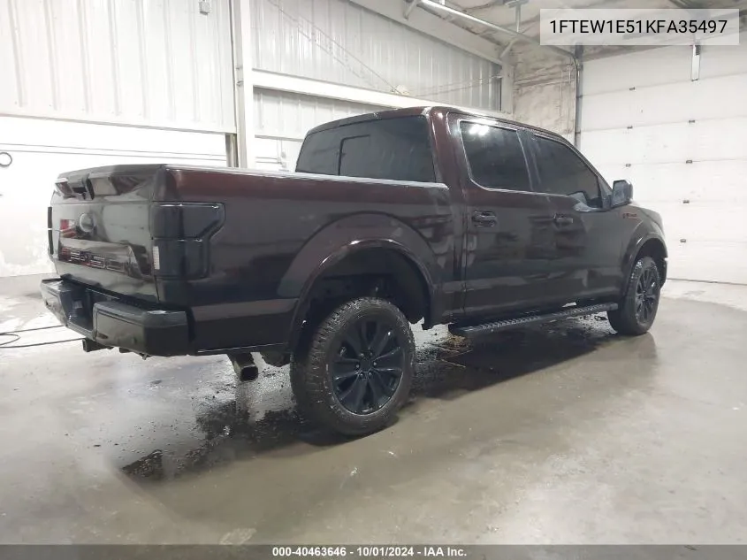 2019 Ford F150 Supercrew VIN: 1FTEW1E51KFA35497 Lot: 40463646