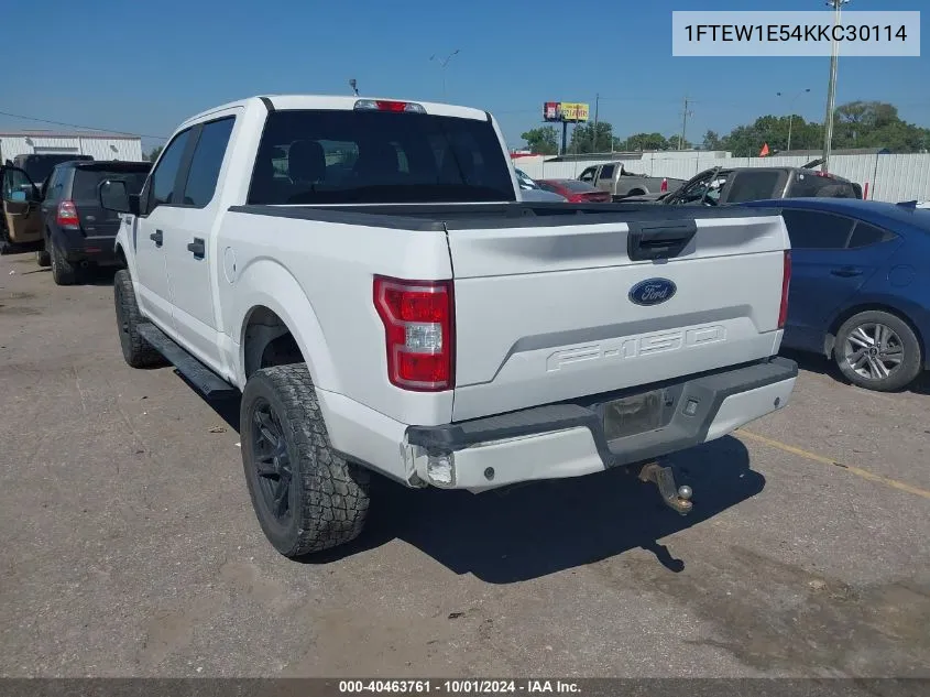 2019 Ford F150 Supercrew VIN: 1FTEW1E54KKC30114 Lot: 40463761